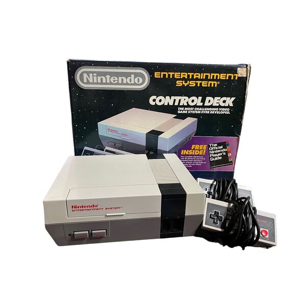 NES Nintendo Control Deck Console in BOX w/ 2 Controllers & Cables Tested - Picture 1 of 14